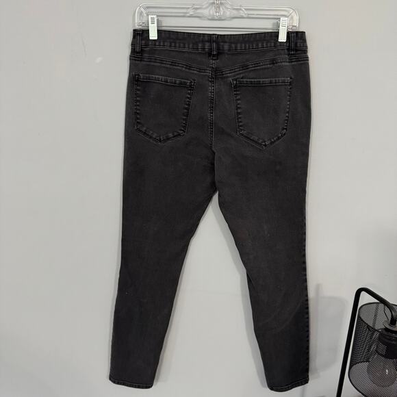 Refuge Black Jean Leggings Jeggings Women's Size 12 Faux Pockets 2% Spandex - Picture 2 of 7